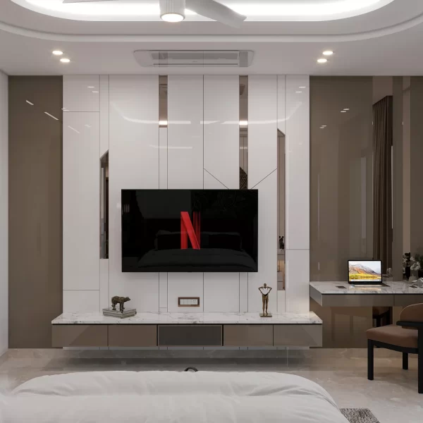 Luxury bedroom tv Unit - Apartment interior Designers