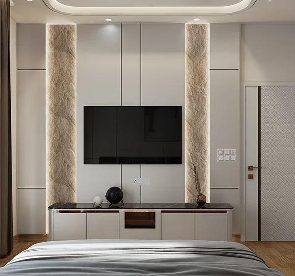 Tv unit - luxury bedroom interiors - Apartment interior design