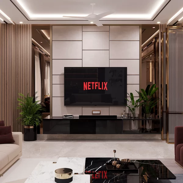 living area - tv unit interiors - best interior designers
