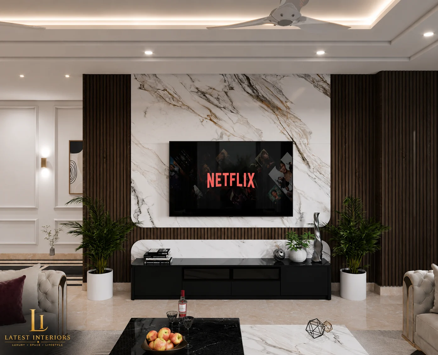 luxury tv unit - luxury apartment interiors